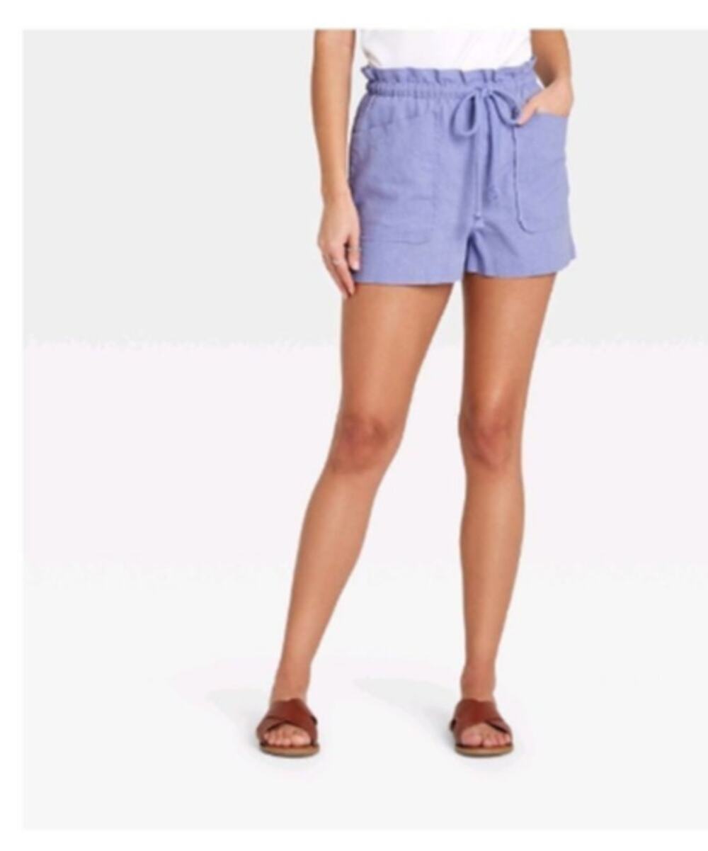 Universal Thread Shorts Utility Drawstring Linen Blend Lavender Purple Medium